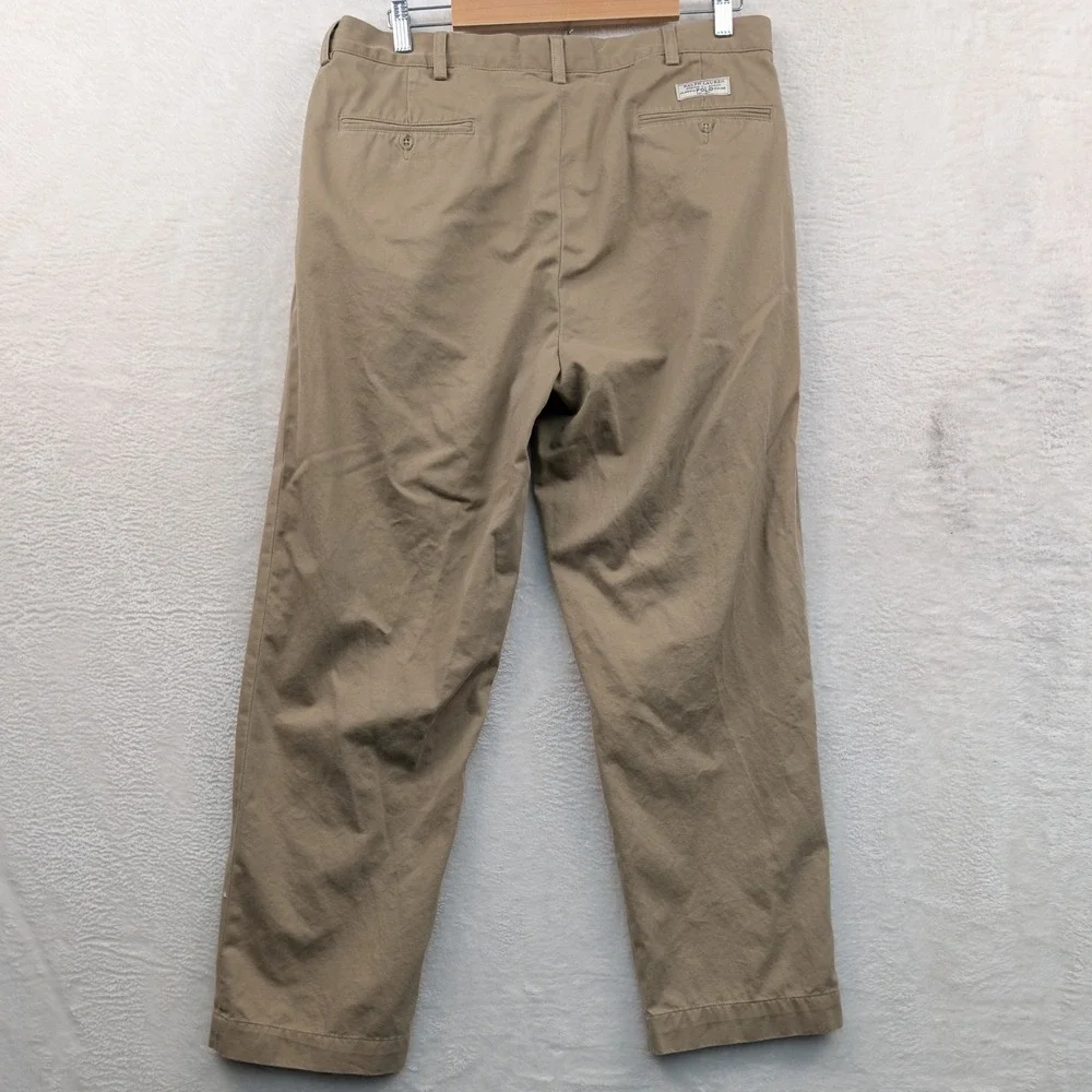 VTG Polo Ralph Lauren Andrew Pants Mens 37x30 Tan Straight Leg Pleated Chino 90s